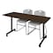 Regency Kobe Mobile T-Base Training Table W/ 2 Zeng Stack Chairs, 66 in W, 24 in L, Neo Walnut MKTRCC6624NW44GY - alternate 1