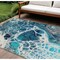 Homeroots 9' X 12' Teal Blue And Navy Blue Nautical Washable Indoor Outdoor Area Rug 581513 - alternate 1