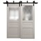 Sartodoors Sliding Closet Barn Bypass Doors 48 x 80 inches, Ego 5011 Painted White Oak, Modern 6.6ft Rails Ha EGO5011BBB-PWO-48 - alternate 1