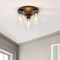 Jonathan Y Nola 13" 3-Light Bohemian Farmhouse Iron/Seeded Glass LED Semi Flush Mount, Wood Finish/Clear JYL7564A - alternate 2
