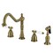 Kingston Brass Double-Handle Widespread Kitchen Faucet with Brass Sprayer, Antique Brass KB1793BPLBS - alternate 1