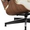 Homeroots 27" Off White and Light Brown Tufted Genuine Leather Swivel Lounge Chair With Ottoman 636225 - alternate 2