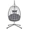 Leisuremod Summit Foldable Egg Swing Chair with Iron Stand, UV-Resistant Wicker, Weatherproof SSCBL-35CH - alternate 2