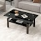 Homeroots 39" Black Glass and Steel Coffee Table With Shelf 635697 - alternate 2