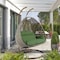 Leisuremod Beige Wicker Hanging 2 person Egg Swing Chair with Dark Green Cushions ESCBG-57DG - alternate 3