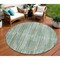 Homeroots 8' Artichoke Green And Teal Blue Round Striped Washable Indoor Outdoor Area Rug 631523 - alternate 1