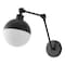 Jonathan Y Alba 7" 1-Light Modern Industrial Adjustable Swing Arm Metal Frosted Glass Globe LED Sconce, Oil Rubb JYL9931B - alternate 3