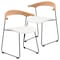 Leisuremod Lyra Collection Modern Chair in Natural Wood back and White Seat, 2PK LCNW-41W2 - alternate 1