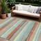 Homeroots 9' X 12' Sky Blue Pink And Gray Striped Washable Indoor Outdoor Area Rug 598936 - alternate 1