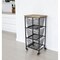 Homeroots 32in Black And Natural Metal And Wood Basket Storage Rolling Cabinet 488861 - alternate 4