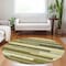 Homeroots 8' Olive Green Ivory And Beige Round Striped Washable Indoor Outdoor Area Rug 613304 - alternate 6