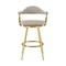 Homeroots 30" Taupe and Gold Fabric and Stainless Steel Bar Height Swivel Bar Chair 569153 - alternate 5