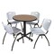Regency Round Kobe Breakroom Table W/ 4 M Stack Chairs, 30 in W, 30 in L, Noble Oak TKB30RNDNO47GY - alternate 1