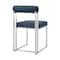 Armen Living Anastasia Dining Chair with Brushed Stainless Steel and Blue Fabric - Set of 2 LCANSIBSBLU - alternate 2