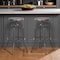 Homeroots Set of Two Walnut and Black Wood and Iron Backless Adjustable Height Swivel Bar Chairs 610391 - alternate 1