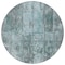 Homeroots 8' Teal Blue Charcoal And Gray Round Abstract Washable Indoor Outdoor Area Rug 618783 - alternate 5
