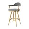 Homeroots 30" Gray and Gold Fabric and Stainless Steel Low Back Bar Height Swivel Bar Chair 569155 - alternate 4