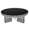 Homeroots 35" Silver And Black Mirrored Glass and Faux Marble Round Coffee Table 568904 - alternate 3