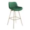 Homeroots Set of Two 29" Green and Gold Velvet and Metal Low Back Bar Height Swivel Bar Chairs 543455 - alternate 1