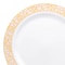 Smarty Had A Party 7.5" White with Pink and Gold Mosaic Rim Round Plastic Appetizer/Salad Plates (120 Plates), 120PK 897PG-CASE - alternate 6