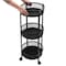 Organize It All 3 Tier Foldable Round Storage Rolling Cart in Black 15263-BLACK - alternate 2