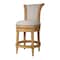 Homeroots 25" Beige and Natural Fabric and Solid Wood Counter Height Swivel Bar Chair 534317 - alternate 3