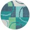 Homeroots 8' Teal Blue And Green Round Geometric Washable Indoor Outdoor Area Rug 612595 - alternate 3