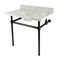 Kingston Brass 36-Inch Carrara Marble Console Sink with Brass Legs, 8-Inch, 3-Hole KVBH3622M85 - alternate 1