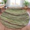 Homeroots 8' Artichoke Green Brown And Ivory Round Abstract Washable Indoor Outdoor Area Rug 631229 - alternate 3