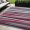 Homeroots 5' X 8' Burgundy Ivory And Blue Striped Washable Indoor Outdoor Area Rug 597308 - alternate 1