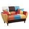 Homeroots 46in Yellow and White And Brown Linen Geometric Futon Convertible Sleeper Loveseat and Toss Pillows 484411 - alternate 1