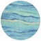 Homeroots 8' Turquoise Round Striped Washable Indoor Outdoor Area Rug 608132 - alternate 2