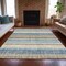 Homeroots 8' X 10' Navy Blue And Beige Striped Washable Indoor Outdoor Area Rug 632230 - alternate 2