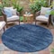 Homeroots 8' Blue And Charcoal Round Floral Washable Indoor Outdoor Area Rug 631013 - alternate 3