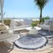 Homeroots 8' Round Beige Blue and Gold Round Faux Bois Washable Non Skid Indoor Outdoor Area Rug 564397 - alternate 3