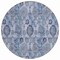 Homeroots 8' Navy Blue And Sky Blue Round Damask Washable Indoor Outdoor Area Rug 588144 - alternate 5