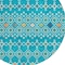 Homeroots 8' Teal Blue Ivory And Gold Round Geometric Washable Indoor Outdoor Area Rug 612222 - alternate 4