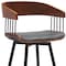 Homeroots 27" Gray and Black Faux Leather with Metal Swivel Counter Height Bar Chair 534451 - alternate 3