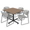 Regency Square Kobe Breakroom Table W/ 4 Zeng Stack Chairs, 48 in W, 48 in L, Noble Oak TKB4848NO44GY - alternate 1