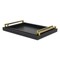 Homeroots Set of Two Black Wood Faux Croc Serving Trays With Handles 518593 - alternate 4