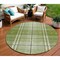 Homeroots 8' Green Black And Ivory Round Plaid Washable Indoor Outdoor Area Rug 596335 - alternate 1