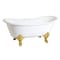 Kingston Brass 67" Cast Iron Oval Double Slipper Clawfoot Tub, 7" Faucet Drillings, White/Brushed Brass VCT7DS6731NL7 - alternate 1