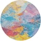 Homeroots 8' Blue Yellow Pink And Orange Round Abstract Washable Indoor Outdoor Area Rug 618534 - alternate 5