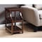 Homeroots 24" Brown Wood End Table With Two Shelves And USB Port 286283 - alternate 3