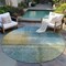 Homeroots 8' Blue Gold And Green Round Abstract Washable Indoor Outdoor Area Rug 603631 - alternate 4