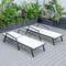 Leisuremod Marlin Patio Chaise Lounge Chair with Armrests in Black Aluminum Frame, White, 2PK MLABL-77W2 - alternate 3