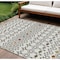 Homeroots 10' X 14' Ivory Red And Gray Geometric Washable Indoor Outdoor Area Rug 612189 - alternate 1