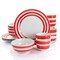 Gibson Home Sunset Stripes 12 Piece Round Fine Ceramic Dinnerware Set in Red 126915.12 - alternate 2