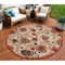 Homeroots 8' Red Gold Teal Blue And Green Round Floral Indoor Outdoor Area Rug 548071 - alternate 3