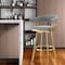 Homeroots 30" Gray and Gold Fabric and Stainless Steel Low Back Bar Height Swivel Bar Chair 569149 - alternate 4